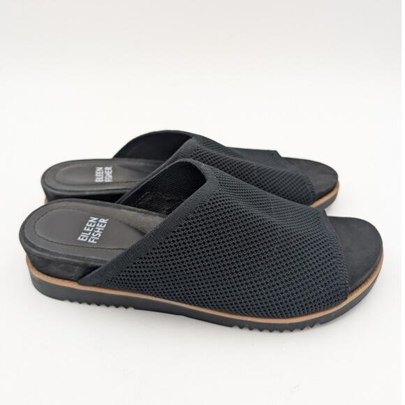 Eileen Fisher Kori Stretch Knit Slide Sandals Women's Black Size US7 EU38 - Picture 4 of 11